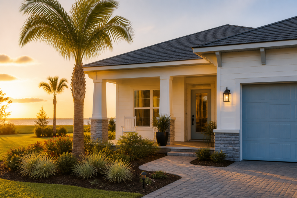 Space Coast homebuyers reviewing a temporary rate buydown payment plan outdoors