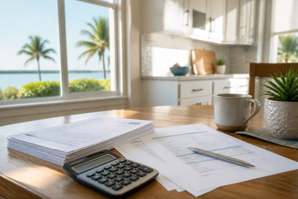 Homeowner reviewing a mortgage escrow shortage statement at home